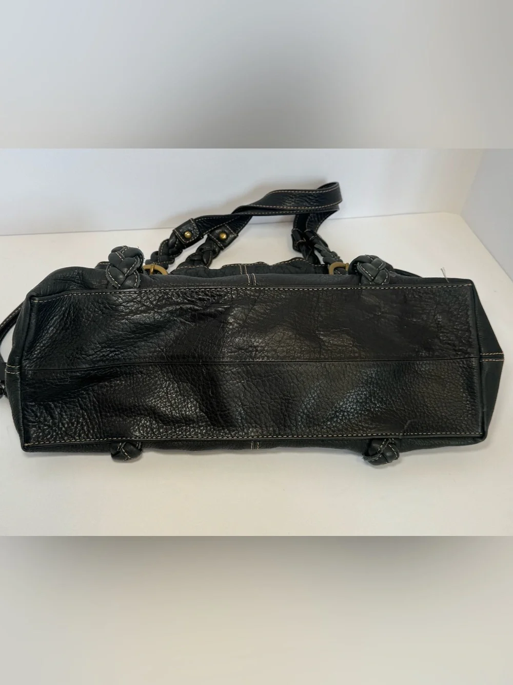 Vintage Fossil Y2k Braided Leather Shoulder Bag